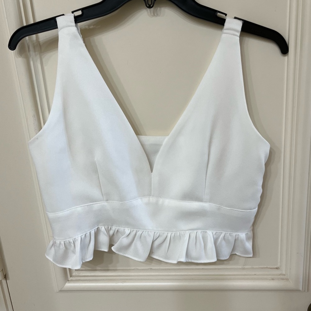 White Sleeveless Crop Top S